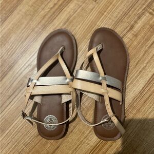 SO Cream and Silver Sandals with Strappy Design